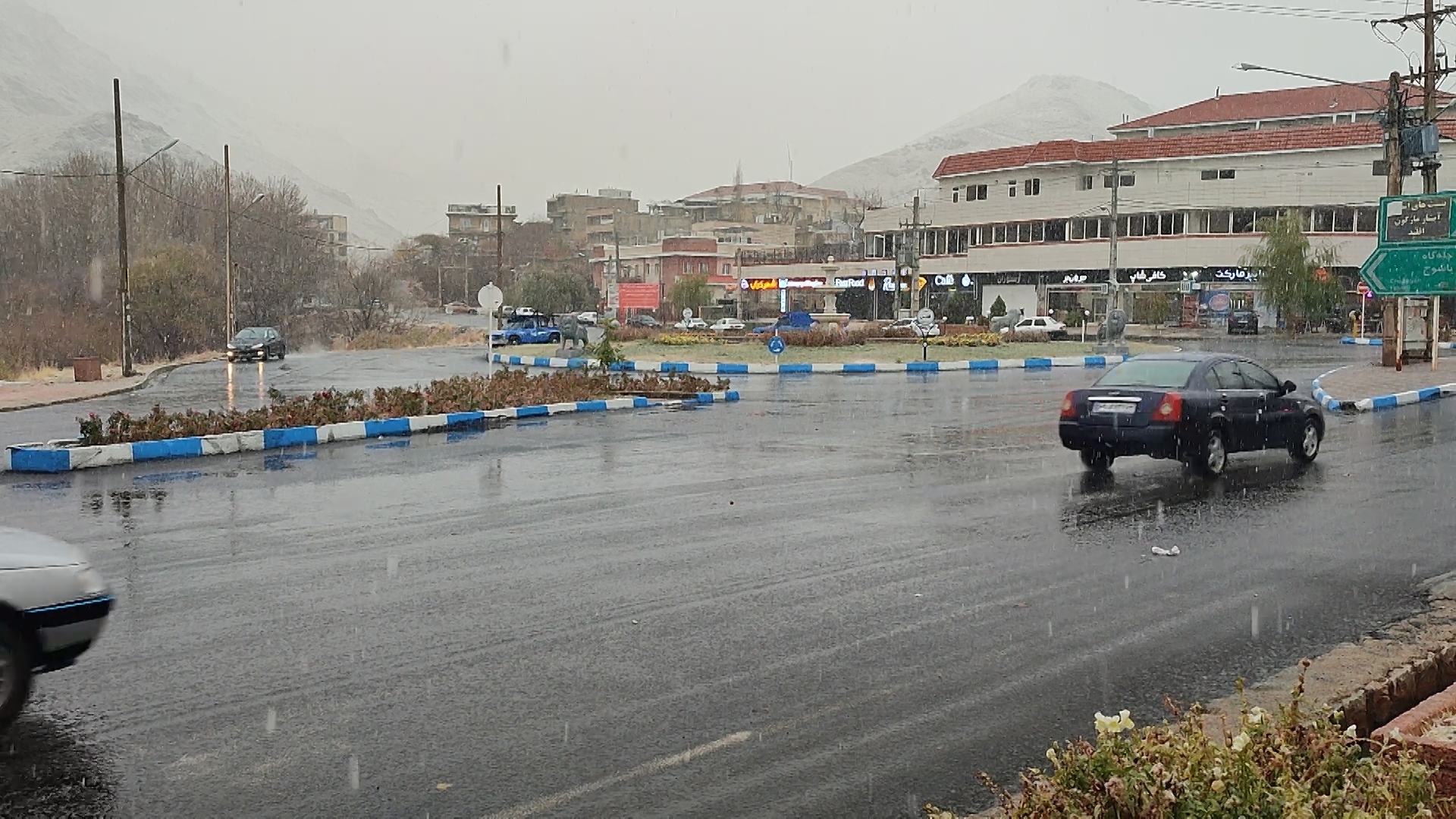 بارش نخستین برف و باران پاییزی در سپیدان